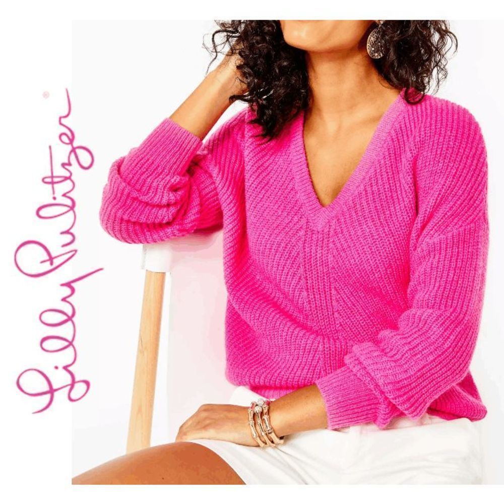 💗 NWT LILLY PULITZER Kasmina Sweater Cozy Fluffy Pink SIZE M MSRP $108
